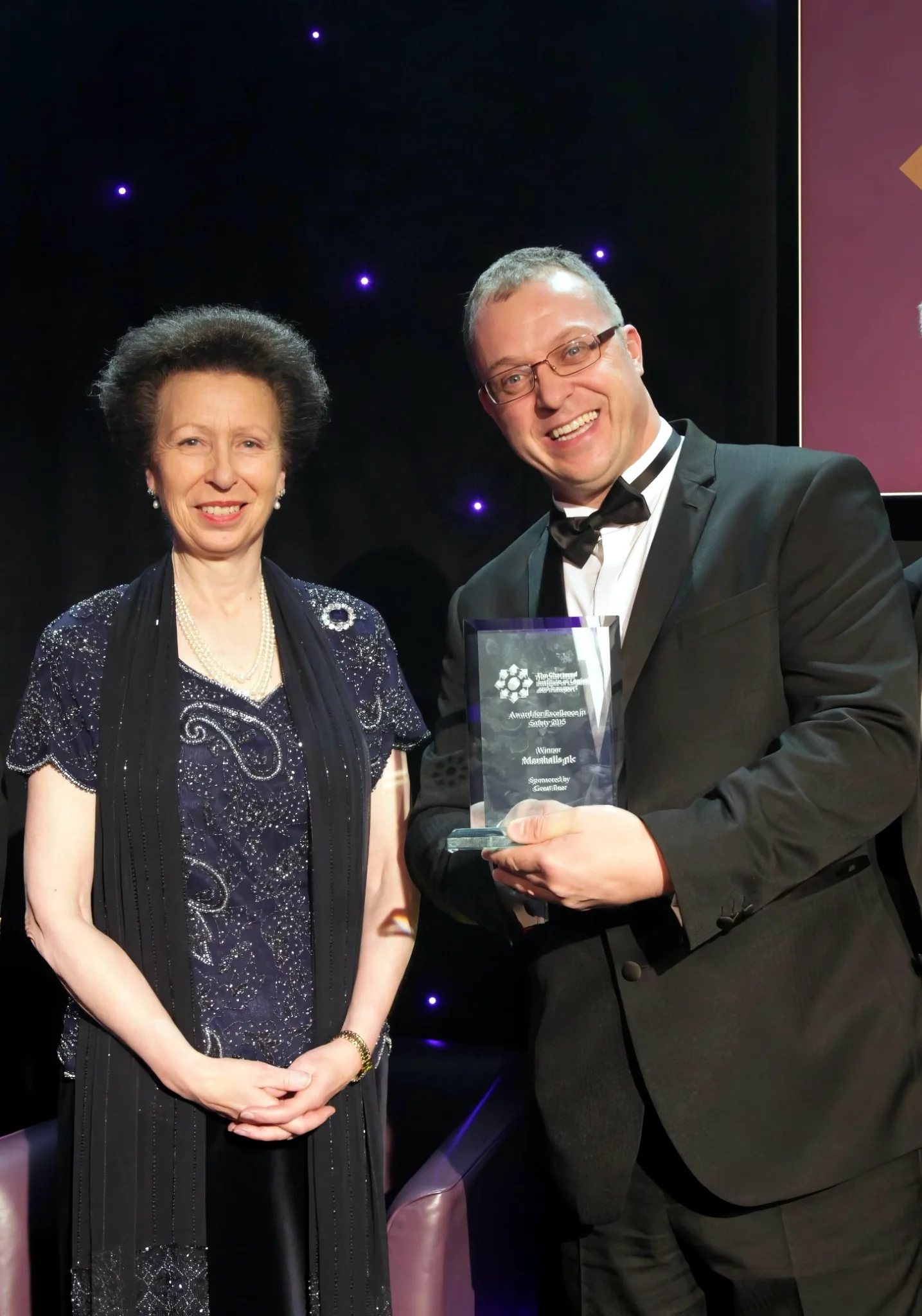 Guy Ripley receiving the CILT Award for Excellence from Princess Anne
